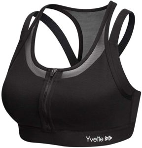 yvette sports bra women zip front high impact no bounce wirefree workout bra for large busts