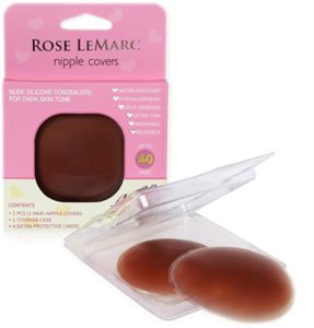 rose lemarc essentials reusable self-adhesive invisible silicone nipple covers for dark skin tone