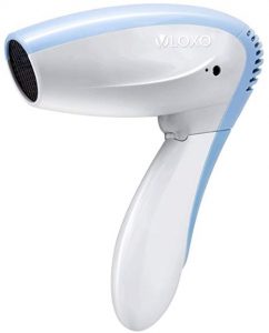 VLOXO Cordless Portable DC Hair Dryer Only Cold Wind Design Speed Cooling with Folding Handle and Rechargeable Cord for Indoor Outdoor and Traveling Blue