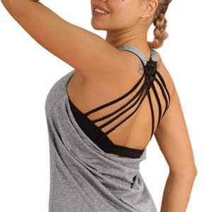 icyzone Yoga Tops Workouts Clothes Activewear Built in Bra Tank Tops for Women